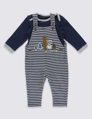 2 Piece Pure Cotton Bodysuit & Dungaree Outfit